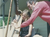 harp lesson with student